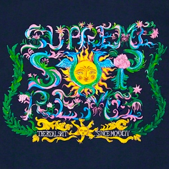 ⭐️ Supreme “Crest” Tee Shirt, Navy Blue Graphic Sz L, 100% Authentic, NEW NIP - Picture 2 of 9